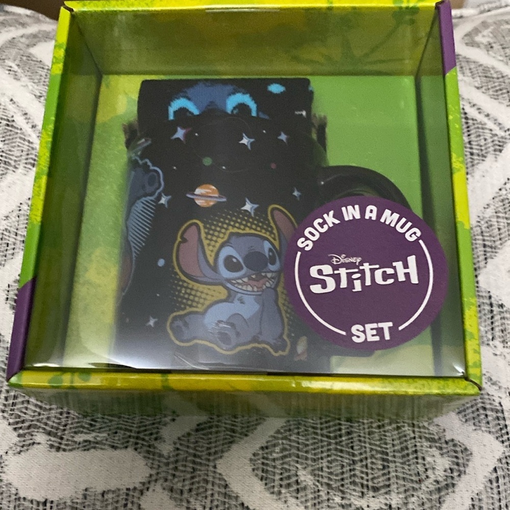 Disney socks in a mug! Stitch